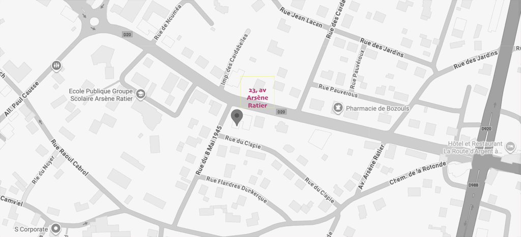 Plan de situation de l'institut de beauté en Aveyron, à Bozouls